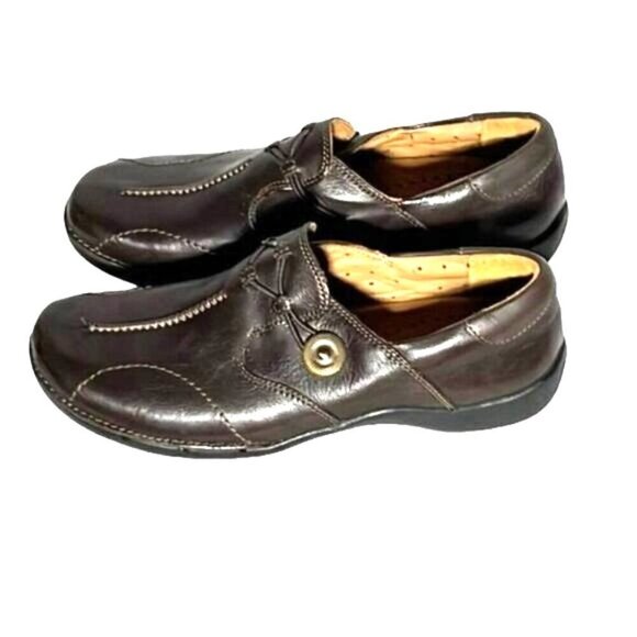Clarks Unstructured Un.Loop Brown Leather Slip-On Comfort Shoe NWOT Size 9M - Picture 4 of 9